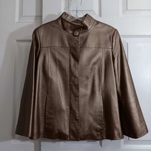 Vintage PENDLETON Women's M Gold Brown Leather Button Up Wide Sleeve Blazer